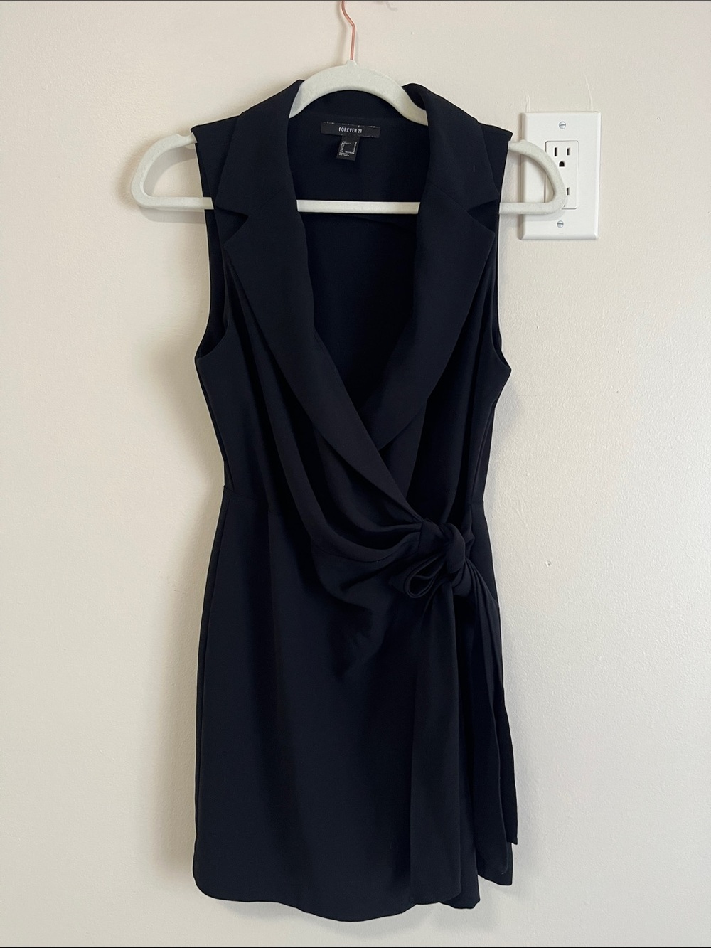 Forever 21 Black Sleeveless Wrap-Style Mini Dress